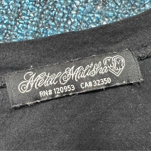 Metal Mulisha V-Neck Angel Wing Affliction Style Shirt Y2K - Picture 5 of 6